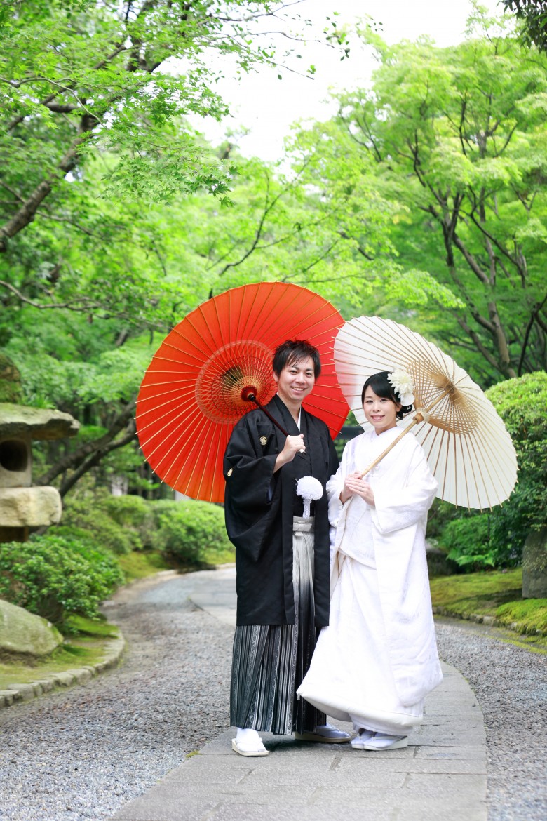 福岡 友泉亭 前撮り 和装 日本庭園 婚礼写真