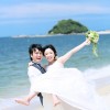 福岡 前撮り 洋装 海 森 婚礼写真 志賀島 砂浜