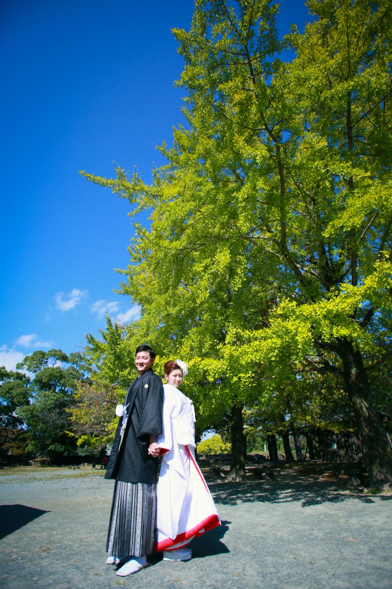 福岡 前撮り 和装 紅葉 婚礼写真 舞鶴公園
