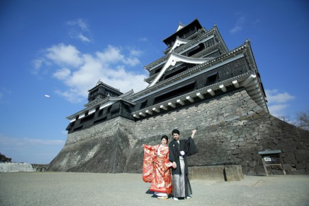 熊本城 前撮り和装 日本庭園 婚礼写真