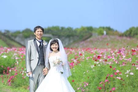 福岡 コスモス 海の中道海浜公園 ドレス 前撮り