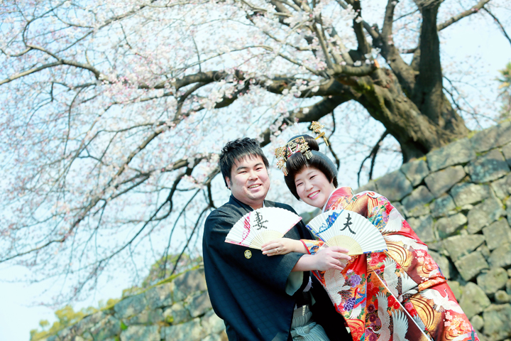熊本 熊本城 桜 前撮り 和装 色打掛 白無垢 格安 データ