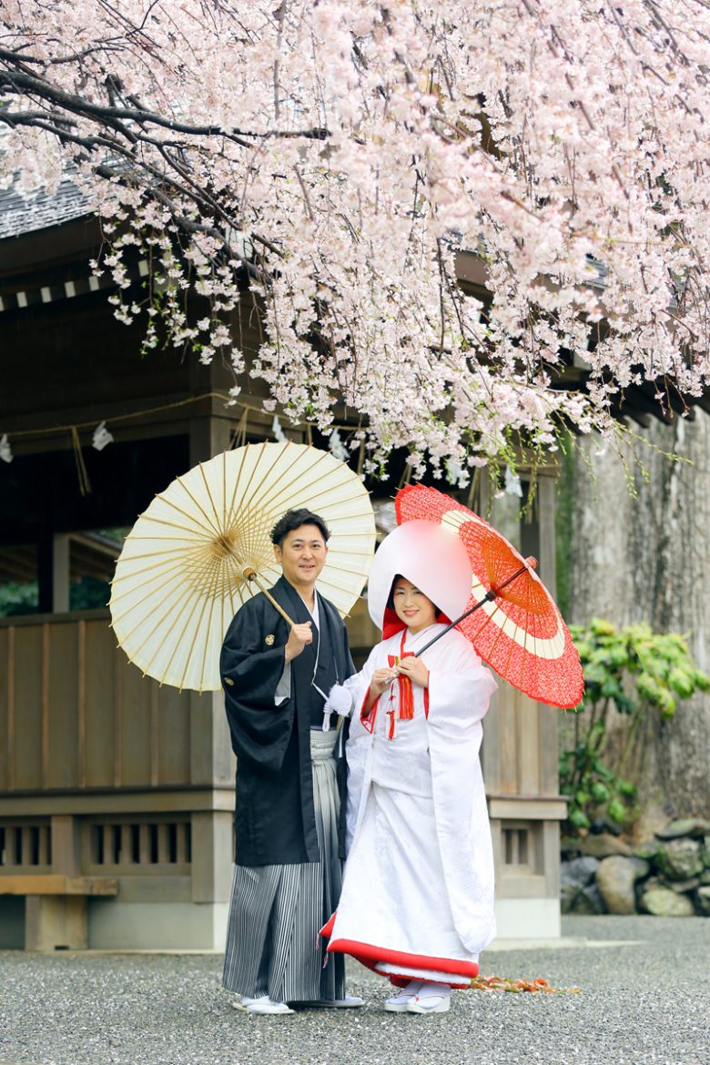 熊本 健軍神社 神社挙式 桜 和装 白無垢 スタジオフィール