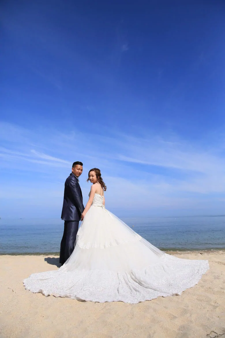 福岡店 念願の海のロケーション 和装撮影 前撮り ブライダル撮影専門スタジオフィール