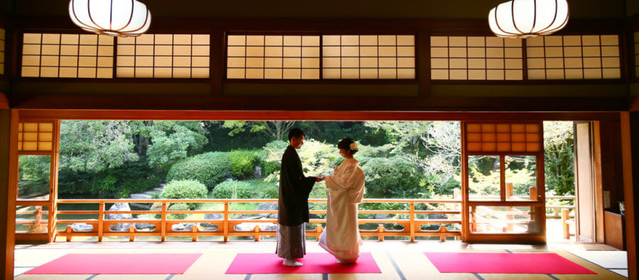 前撮り　福岡　友泉亭　日本庭園　和装