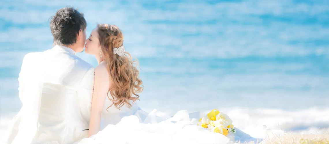 福岡の前撮りを海で!ドレス撮影! 前撮り・ブライダル撮影専門